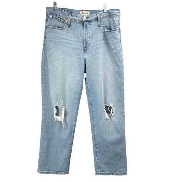 Madewell Perfect Vintage Straight Jean in Danby Wash: Knee-Rip Size‎ 31P Petite - Picture 2 of 9